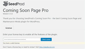 Unošenje vašeg licenčnog ključa na stranicu postavki SeedProd Coming Soon Pro